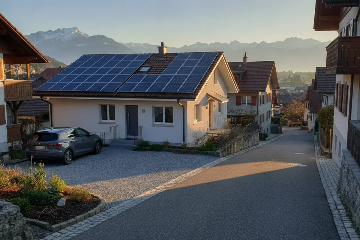 Photovoltaik-Anlage auf einem Haus in Pfungen